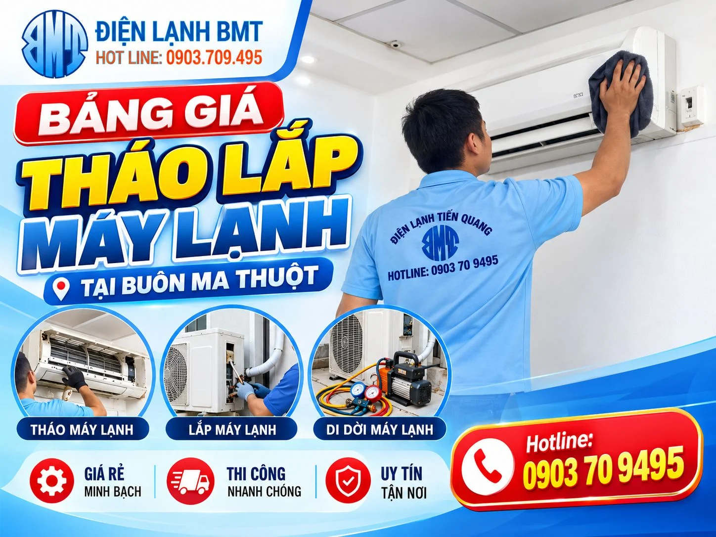Bảng Giá Tháo Lắp Máy Lạnh Tại Buôn Ma Thuột